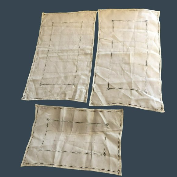 Battenburg Lace Dresser Scarf Set 3 Farmhouse Masculine - Picture 3 of 4